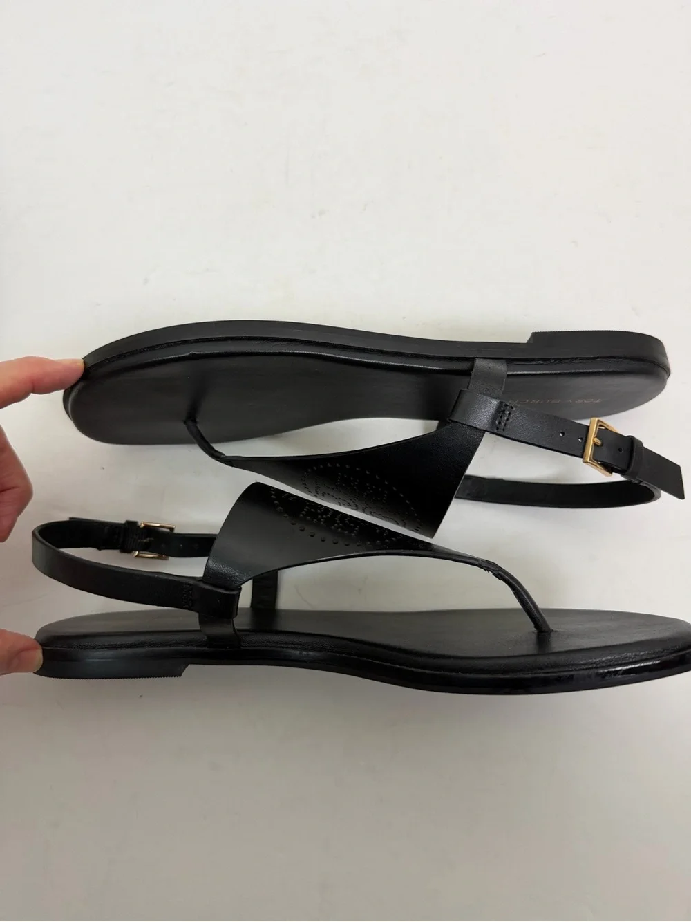 Tory Burch Capri Perf Leather Sandal in Perfect Black Size 7.5